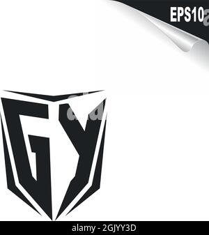 Initial GY logo design with Shield style, Logo business branding. Stock Vector