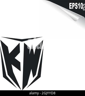Initial KW logo design with Shield style, Logo business branding. Stock Vector