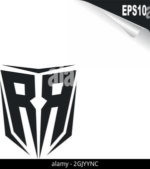 Initial RR logo design with Shield style, Logo business branding. Stock Vector