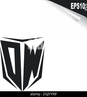 Initial DW logo design with Shield style, Logo business branding. Stock Vector