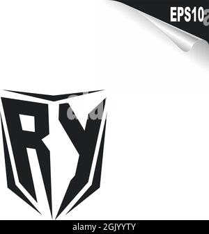 Initial RY logo design with Shield style, Logo business branding. Stock Vector
