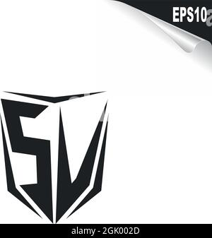 Initial SV logo design with Shield style, Logo business branding. Stock Vector
