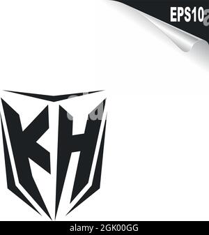 Initial KH logo design with Shield style, Logo business branding. Stock Vector