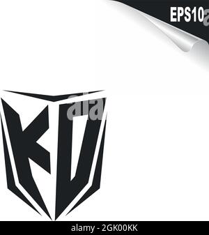 Initial KD logo design with Shield style, Logo business branding. Stock Vector