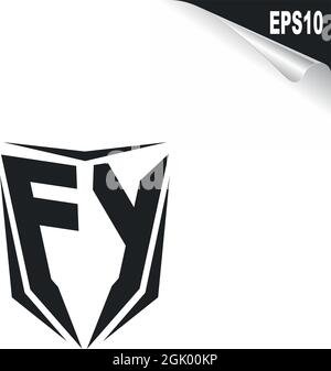 Initial FY logo design with Shield style, Logo business branding. Stock Vector