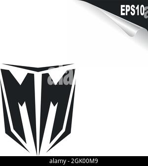Initial MM logo design with Shield style, Logo business branding. Stock Vector