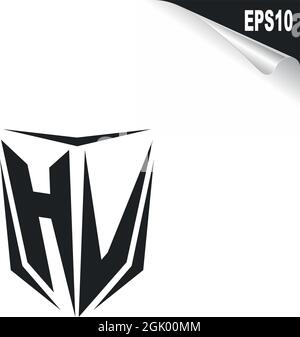 Initial HV logo design with Shield style, Logo business branding. Stock Vector