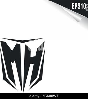 Initial MH logo design with Shield style, Logo business branding. Stock Vector