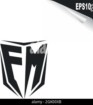 Initial FM logo design with Shield style, Logo business branding. Stock Vector