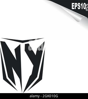Initial NY logo design with Shield style, Logo business branding. Stock Vector