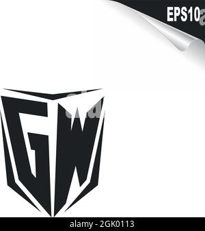 Initial GW logo design with Shield style, Logo business branding. Stock Vector