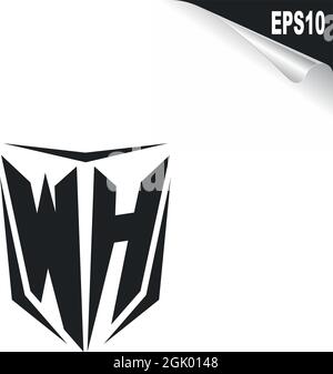 Initial WH logo design with Shield style, Logo business branding. Stock Vector