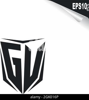 Initial GU logo design with Shield style, Logo business branding. Stock Vector