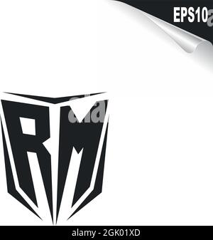 Initial RM logo design with Shield style, Logo business branding. Stock Vector