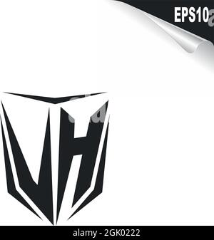 Initial VH logo design with Shield style, Logo business branding. Stock Vector
