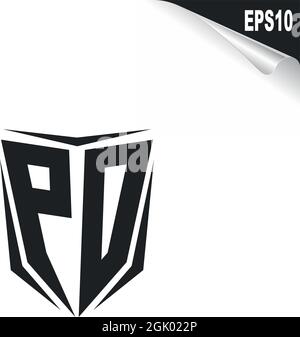 Initial PD logo design with Shield style, Logo business branding. Stock Vector