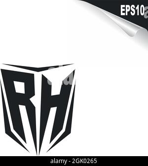 Initial RH logo design with Shield style, Logo business branding. Stock Vector