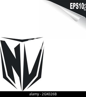 Initial NV logo design with Shield style, Logo business branding. Stock Vector