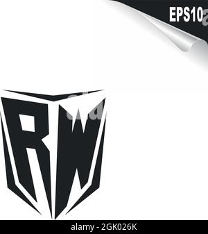 Initial RW logo design with Shield style, Logo business branding. Stock Vector