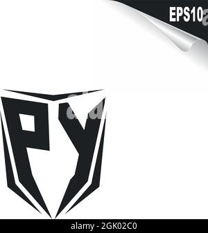 Initial PY logo design with Shield style, Logo business branding. Stock Vector