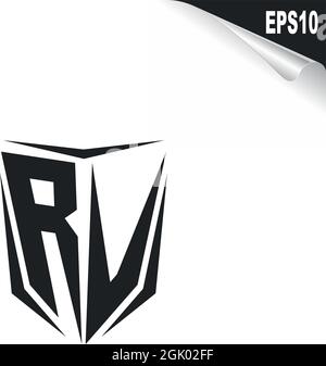 Initial RV logo design with Shield style, Logo business branding. Stock Vector
