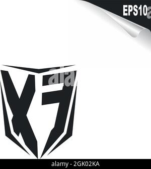 XF initial esport logo with simple shield design style vector graphic ...