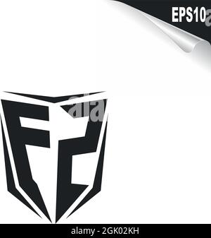 Initial FZ logo design with Shield style, Logo business branding. Stock Vector