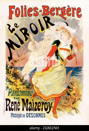 Vintage Poster advertising pantomime show at Folies-Bergere  by Jules Chéret, 1896. Stock Photo