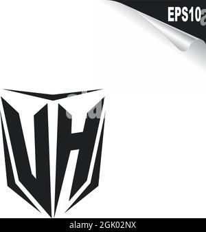 Initial UH logo design with Shield style, Logo business branding. Stock Vector
