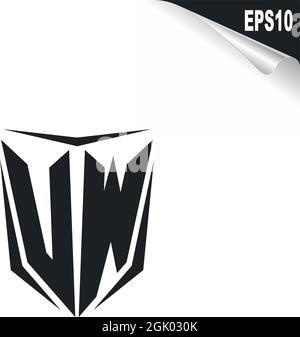 Initial UW logo design with Shield style, Logo business branding. Stock Vector