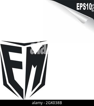 Initial EM logo design with Shield style, Logo business branding. Stock Vector