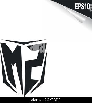 Initial MZ logo design with Shield style, Logo business branding. Stock Vector