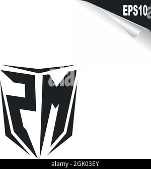 Initial ZM logo design with Shield style, Logo business branding. Stock Vector