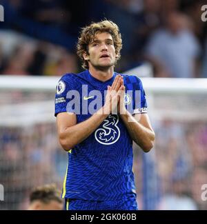 London, UK. 11th Sep 2021. 11 September 2021 - Chelsea v Aston Villa -The Premier League   Marcus Alonso during the Premier League match against Aston Villa. Picture Credit : © Mark Pain / Alamy Live News Stock Photo