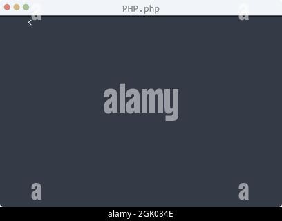 PHP language Hello World program sample in editor window illustration Stock Vector