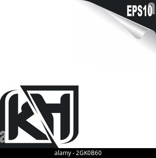 Initial KH logo design with Shape style, Logo business branding. Stock Vector