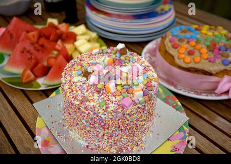Birthday cakes and treats Stock Photo