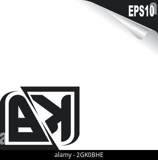 Initial BK logo design with Shape style, Logo business branding. Stock Vector
