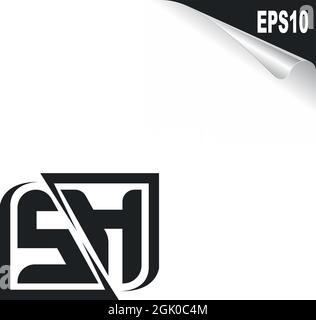 Initial SH logo design with Shape style, Logo business branding. Stock Vector