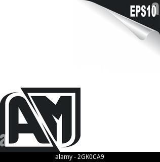 Initial AM logo design with Shape style, Logo business branding. Stock Vector