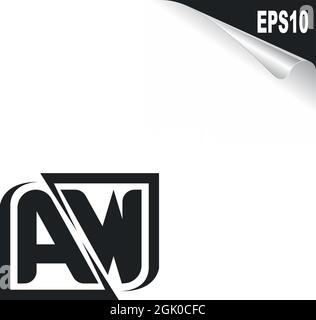 Initial AW logo design with Shape style, Logo business branding. Stock Vector