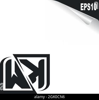 Initial WK logo design with Shape style, Logo business branding. Stock Vector