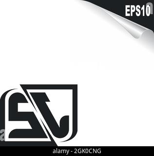 Initial SJ logo design with Shape style, Logo business branding. Stock Vector