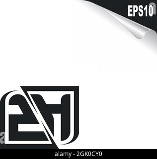 Initial ZH logo design with Shape style, Logo business branding. Stock Vector