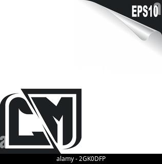 Initial CM logo design with Shape style, Logo business branding. Stock Vector