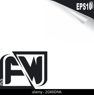 Initial FW logo design with Shape style, Logo business branding. Stock Vector