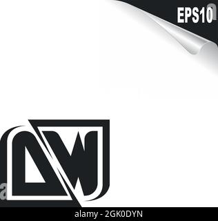 Initial DW logo design with Shape style, Logo business branding. Stock Vector