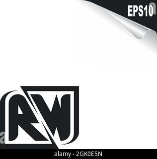 Initial RW logo design with Shape style, Logo business branding. Stock Vector
