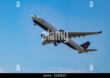 Montreal, Quebec, Canada - 07 06 2021: Air Canada A330-300 taking off from Montreal. Stock Photo