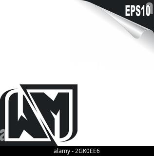 Initial WM logo design with Shape style, Logo business branding. Stock Vector